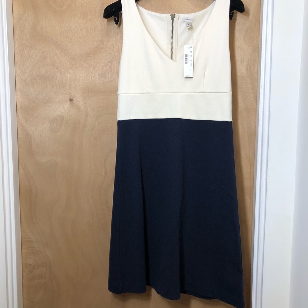 Navy and white J.Crew dress